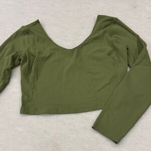 Lululemon Athletica Olive Long Sleeve Crop Top